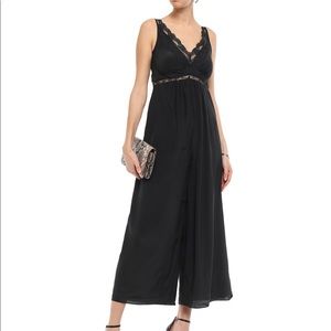 Zimmerman crop lace washed silk wide leg jumpsuit